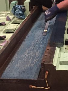 CNC machine Hand Scraping and Turcite Fixing 4